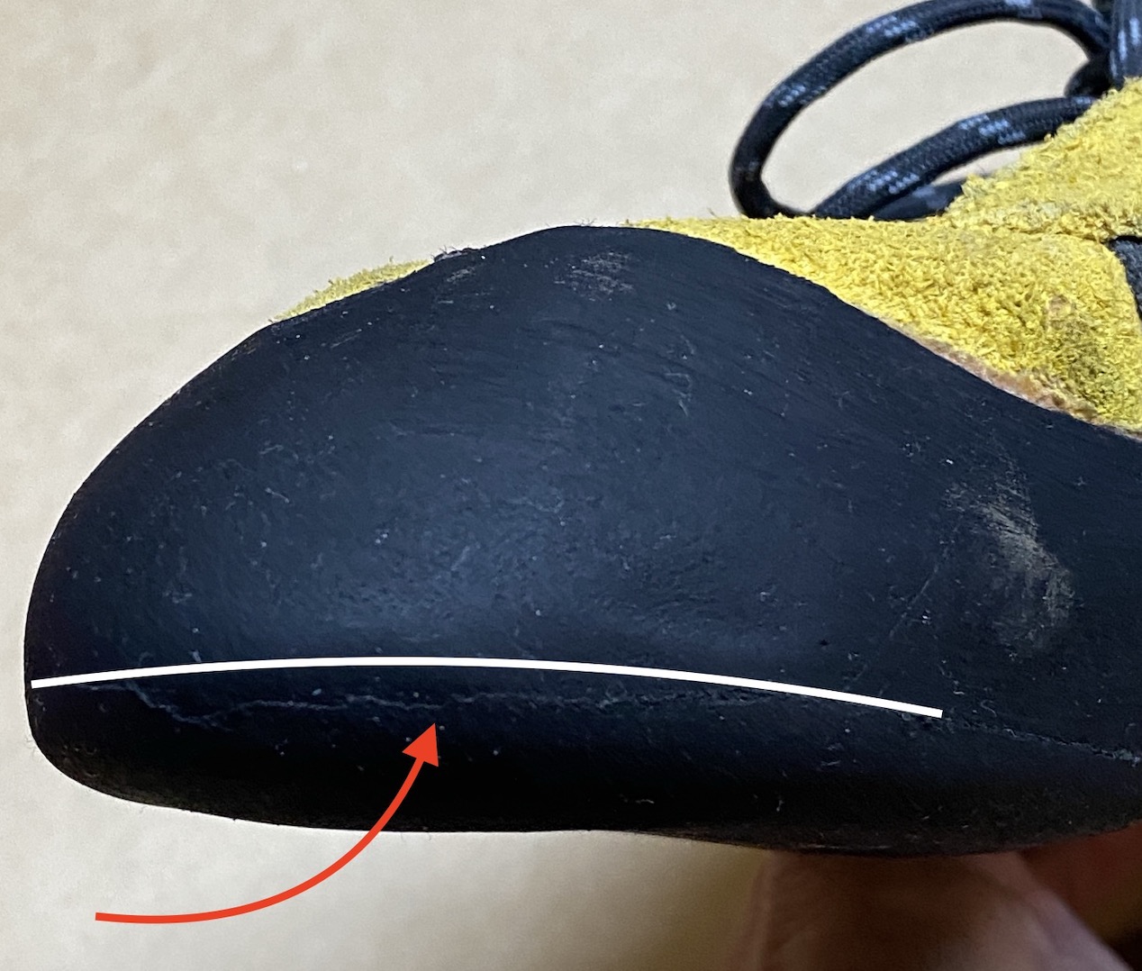 Sole Wear on a Climbing Shoe