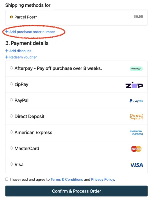 add PO number to your order